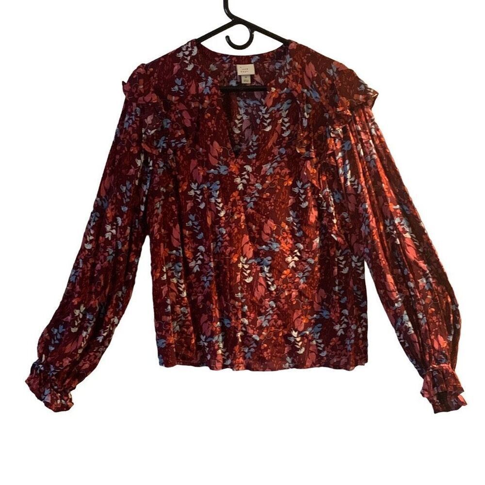 Pre Owned Women’s a new day Floral Blouse SZ Med Festive Party Fashionable Comfy